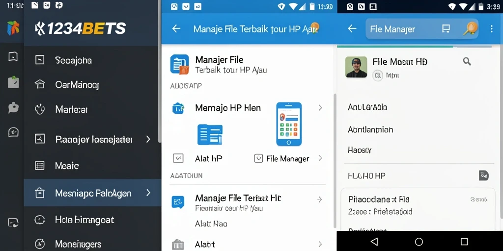 Tampilan antarmuka pengguna aplikasi File Manager 1234BETS yang modern.