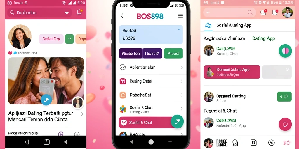 Antarmuka aplikasi BOS898 menunjukkan fitur pencarian dan chat yang interaktif.