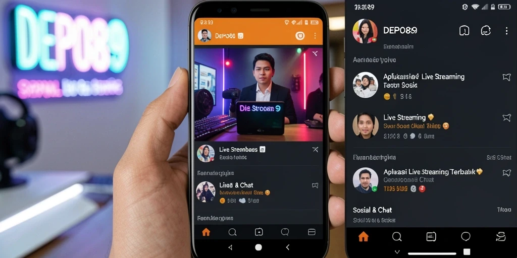 Tampilan antarmuka aplikasi DEPO89 yang intuitif untuk Live Streaming.