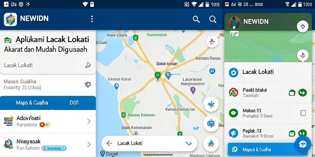 Antarmuka aplikasi NEWIDN dengan fitur Lacak Lokasi.