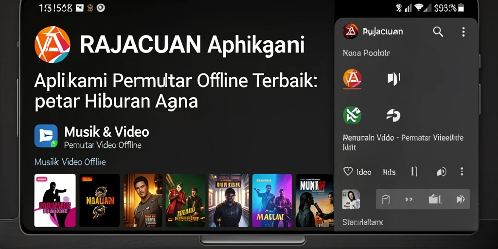 Antarmuka RAJACUAN menampilkan berbagai fitur Pemutar Video Offline yang menarik.