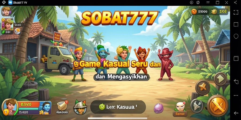 Tampilan antarmuka SOBAT777 yang cerah dan menarik untuk game Kasual.